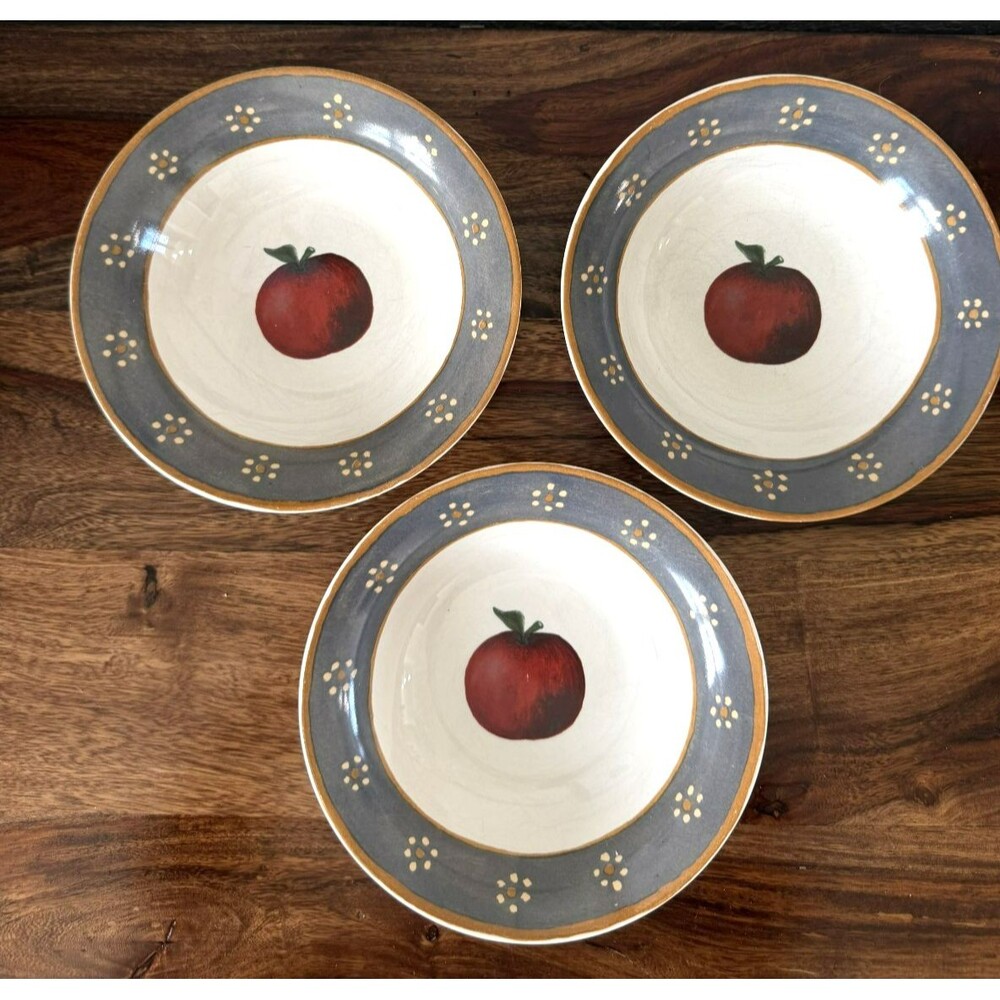 3 Block Brand by Gear COUNTRY ORCHARD 7 ¼” Cereal Soup Salad Bowls Farmhouse EUC